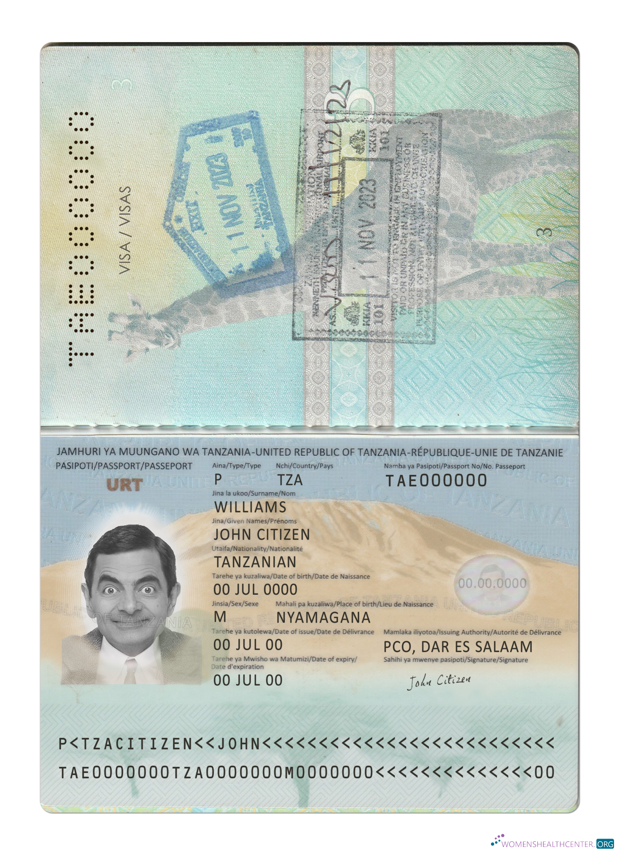 Download Tanzania passport new 2019 present Photoshop template